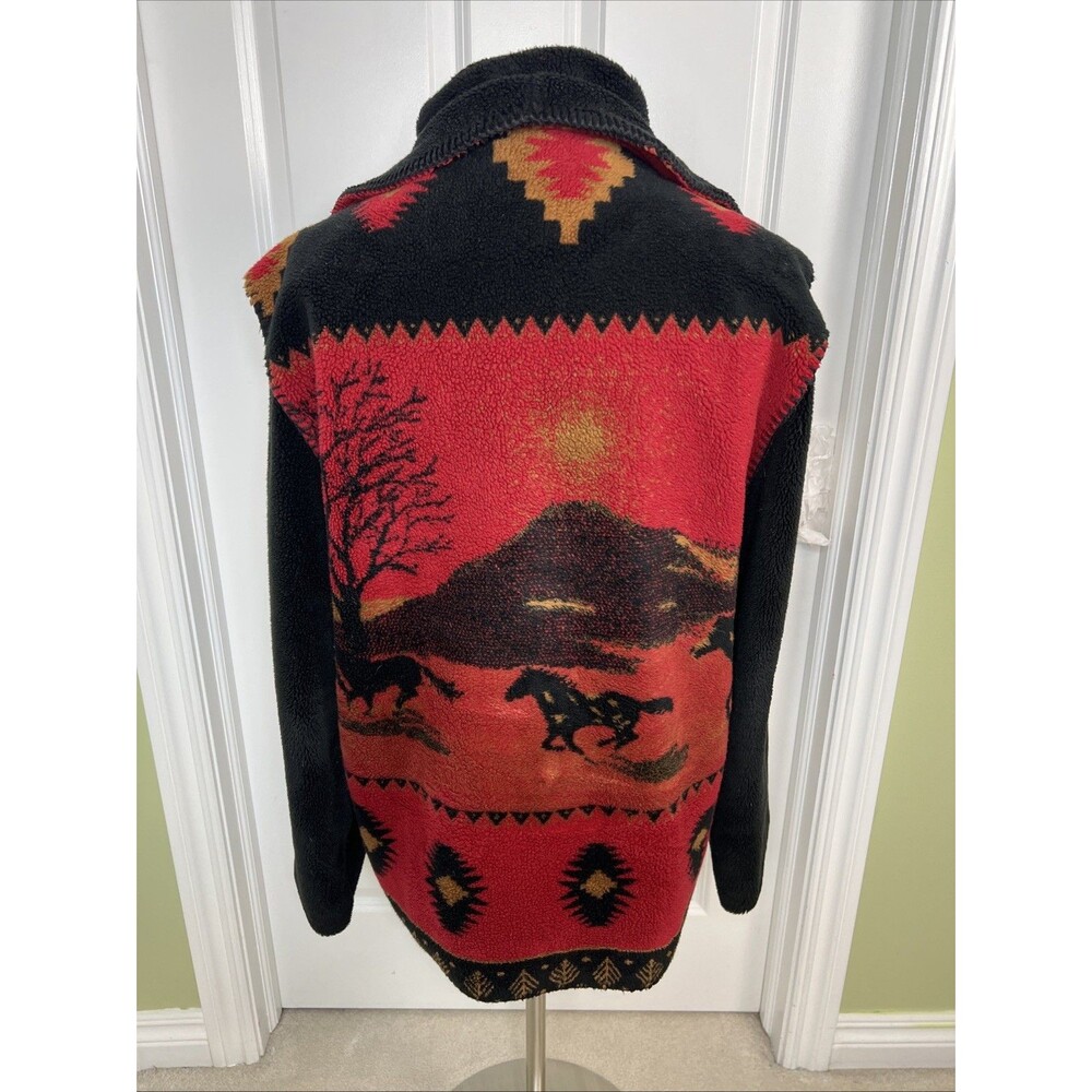 Vintage 90s Denali Fleece Horse Mustang Oversized Full Zip Jacket Size Large
